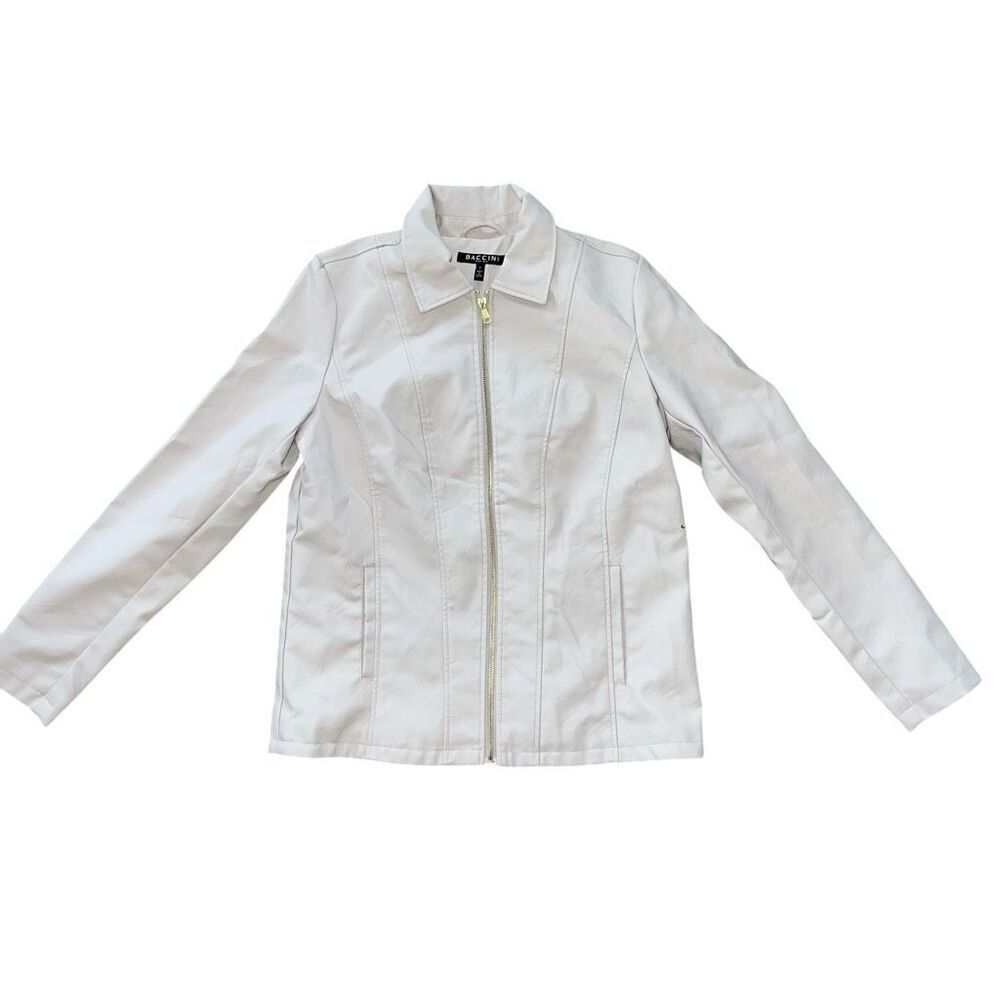 BACCINI Blush Faux Leather Zip Up Jacket Size S